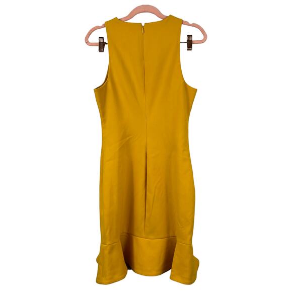 Likely Sleeveless Beckett Flounce Hem Flared Sheath Dress Yellow Mustard 4 NEW - Picture 3 of 10